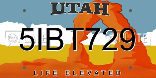 5IBT729 Utah License Plate