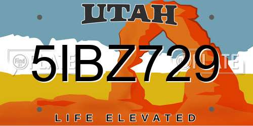 5IBZ729 Utah License Plate