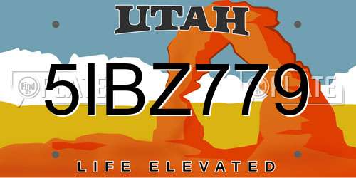 5IBZ779 Utah License Plate