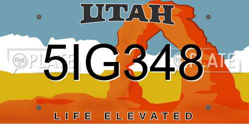 5IG348 Utah License Plate