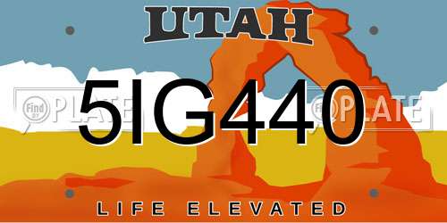 5IG440 Utah License Plate