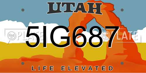 5IG687 Utah License Plate