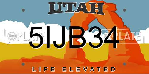 5IJB34 Utah License Plate