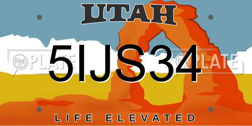 5IJS34 Utah License Plate