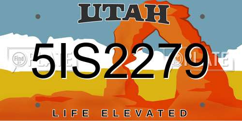 5IS2279 Utah License Plate