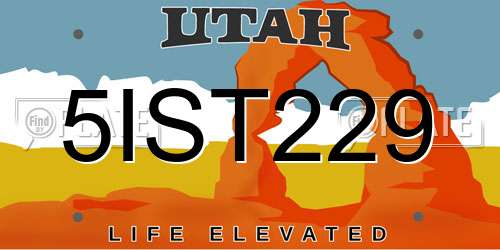 5IST229 Utah License Plate