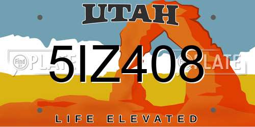 5IZ408 Utah License Plate