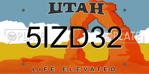5IZD32 Utah License Plate
