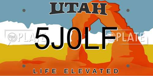 5J0LF Utah License Plate