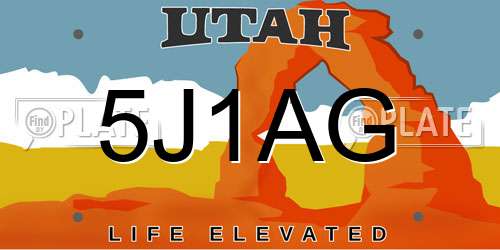 5J1AG Utah License Plate