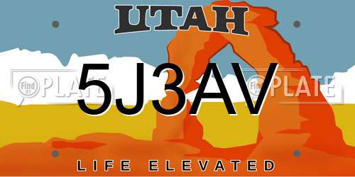 5J3AV Utah License Plate