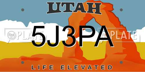5J3PA Utah License Plate
