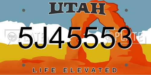 5J45553 Utah License Plate