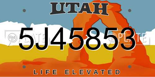 5J45853 Utah License Plate