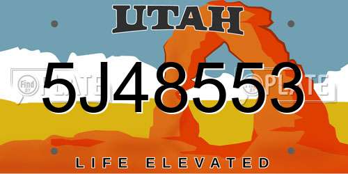 5J48553 Utah License Plate