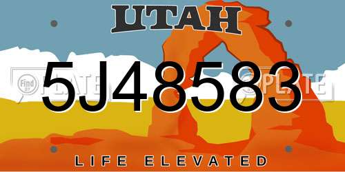 5J48583 Utah License Plate