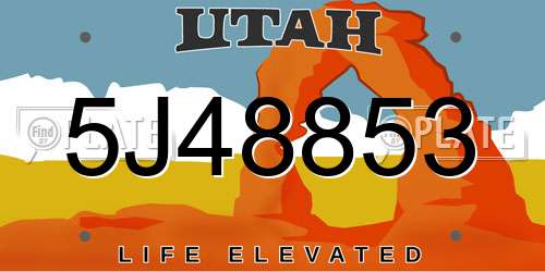 5J48853 Utah License Plate