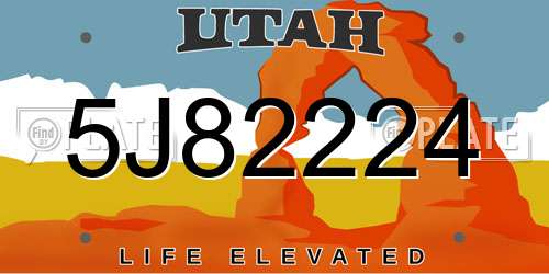 5J82224 Utah License Plate