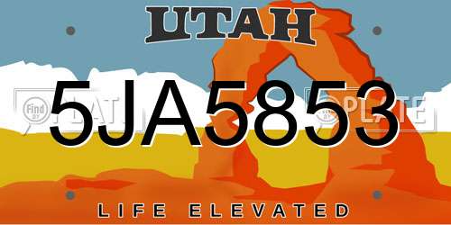 5JA5853 Utah License Plate