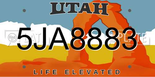 5JA8883 Utah License Plate