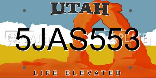 5JAS553 Utah License Plate