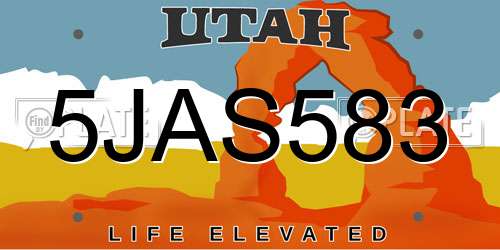 5JAS583 Utah License Plate