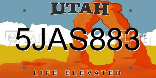 5JAS883 Utah License Plate