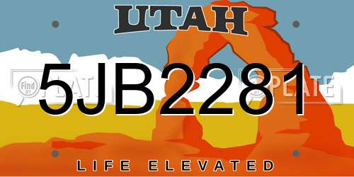 5JB2281 Utah License Plate