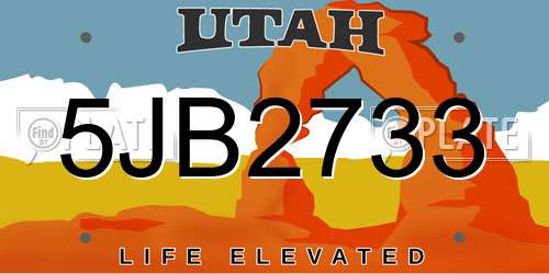 5JB2733 Utah License Plate