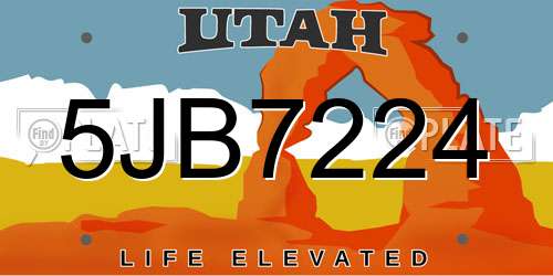 5JB7224 Utah License Plate