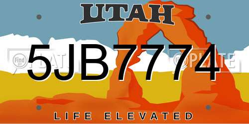 5JB7774 Utah License Plate