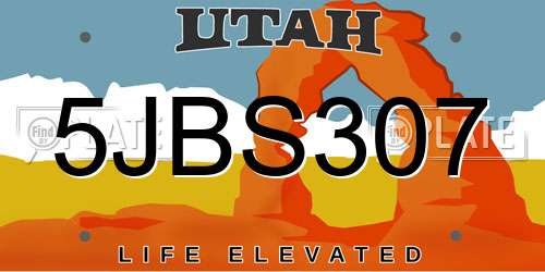 5JBS307 Utah License Plate
