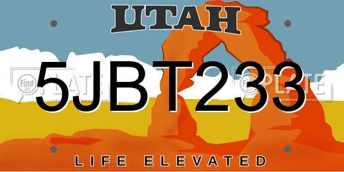 5JBT233 Utah License Plate