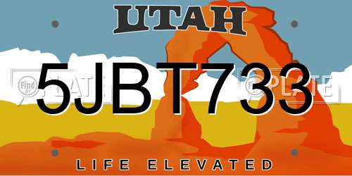 5JBT733 Utah License Plate