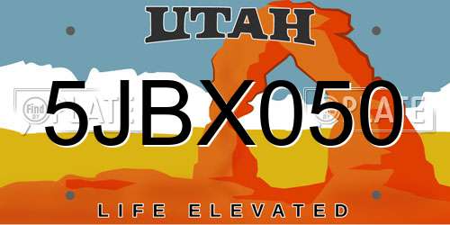 5JBX050 Utah License Plate