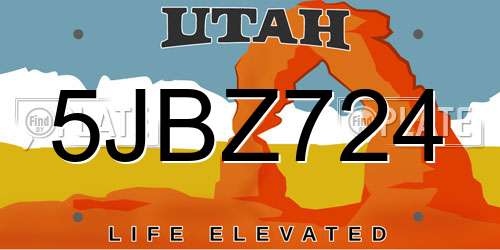 5JBZ724 Utah License Plate