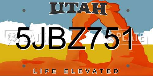 5JBZ751 Utah License Plate