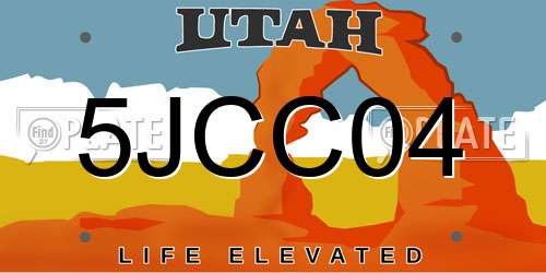 5JCC04 Utah License Plate