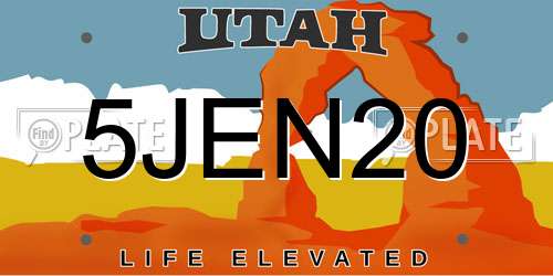 5JEN20 Utah License Plate