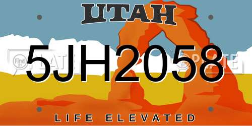 5JH2058 Utah License Plate