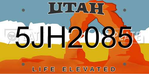 5JH2085 Utah License Plate
