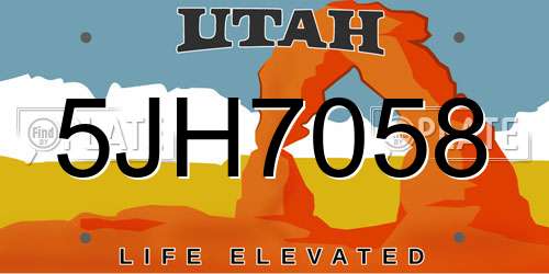 5JH7058 Utah License Plate