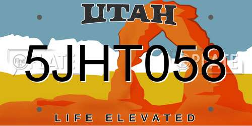 5JHT058 Utah License Plate