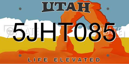 5JHT085 Utah License Plate