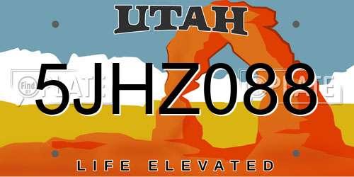 5JHZ088 Utah License Plate