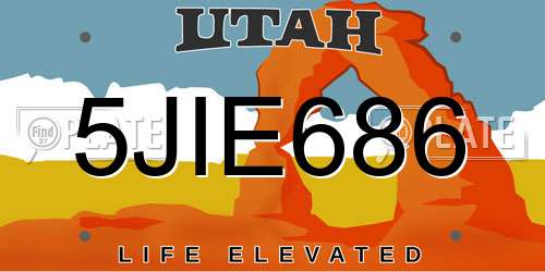 5JIE686 Utah License Plate