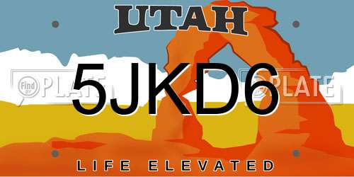 5JKD6 Utah License Plate