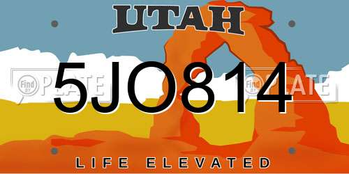 5JO814 Utah License Plate