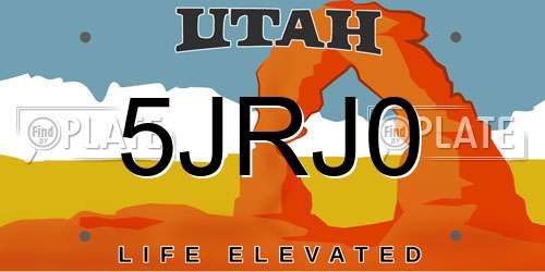 5JRJ0 Utah License Plate