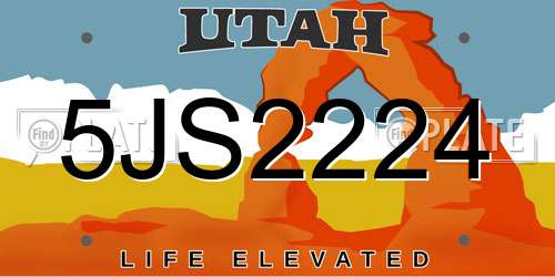 5JS2224 Utah License Plate